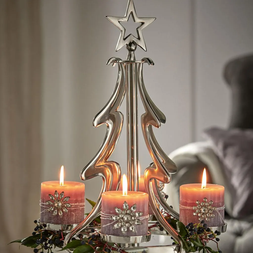 LOBERON Adventskranzständer Gaetana silber Online