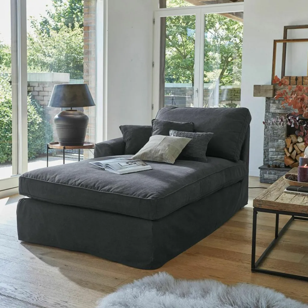 LOBERON Chaiselongue Seaford dunkelgrau Outlet