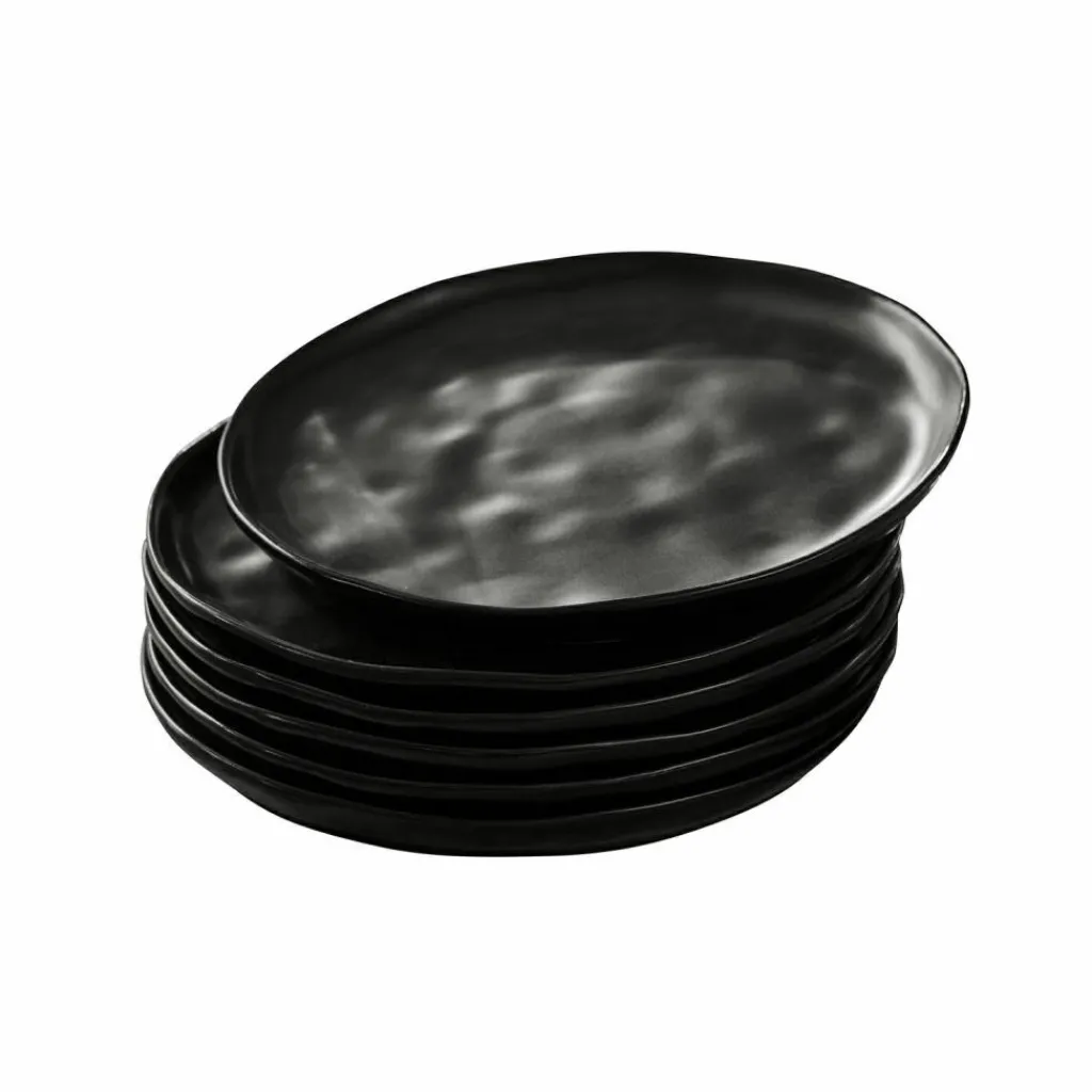LOBERON Dessertteller 6er Set Biarré schwarz New