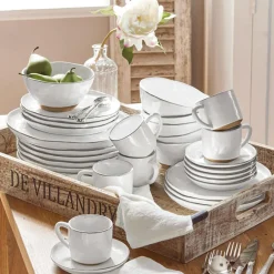 LOBERON Geschirr 30er Set Biarré weiß New