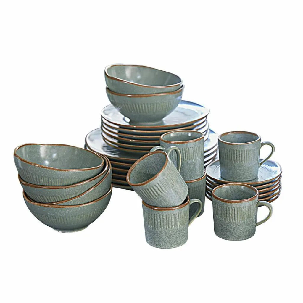 LOBERON Geschirr 30er Set Périers türkis/braun Clearance