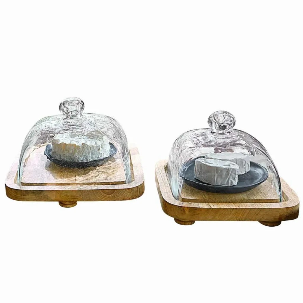 LOBERON Glasglocke mit Platte 2er Set Bellavario Hot