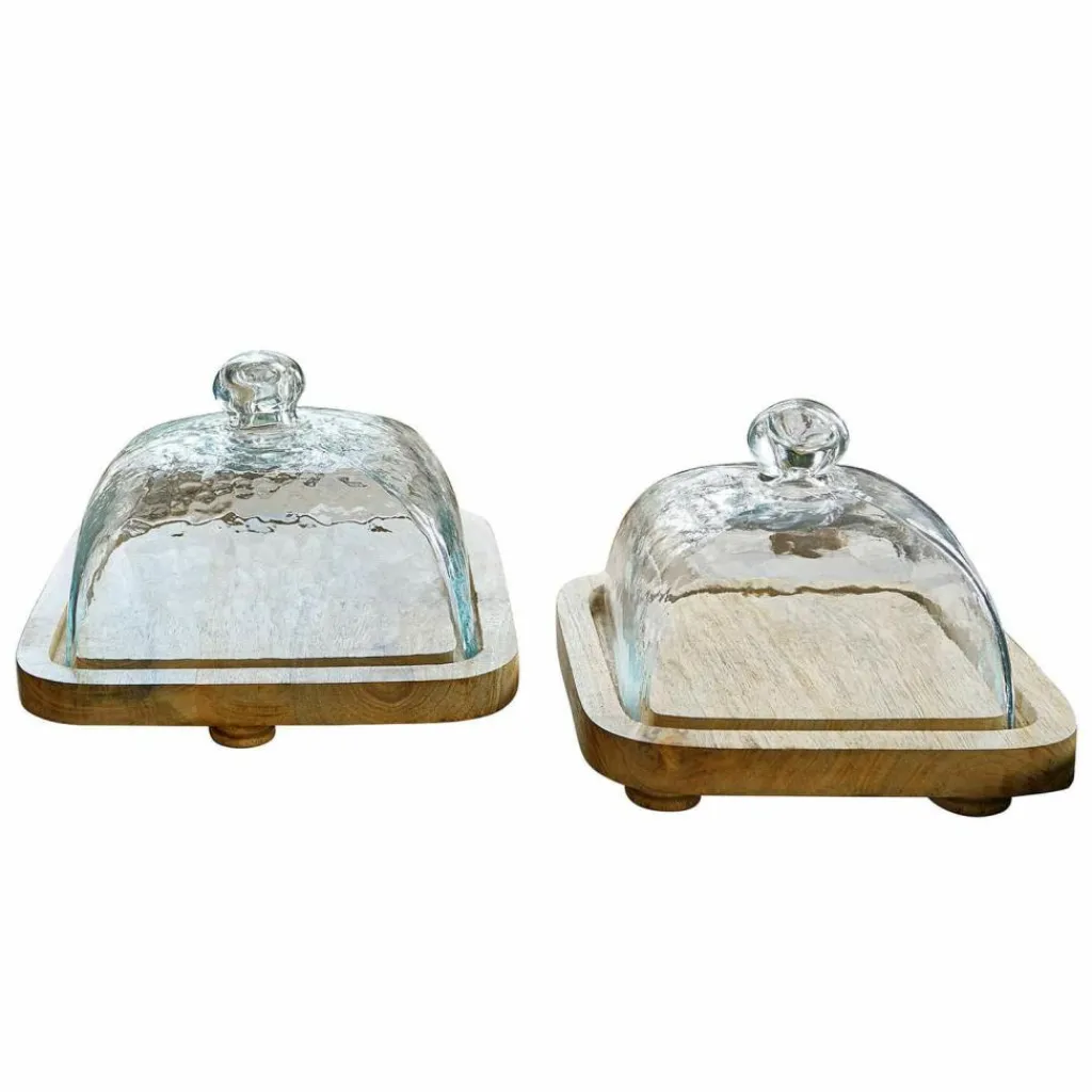 LOBERON Glasglocke mit Platte 2er Set Bellavario Hot