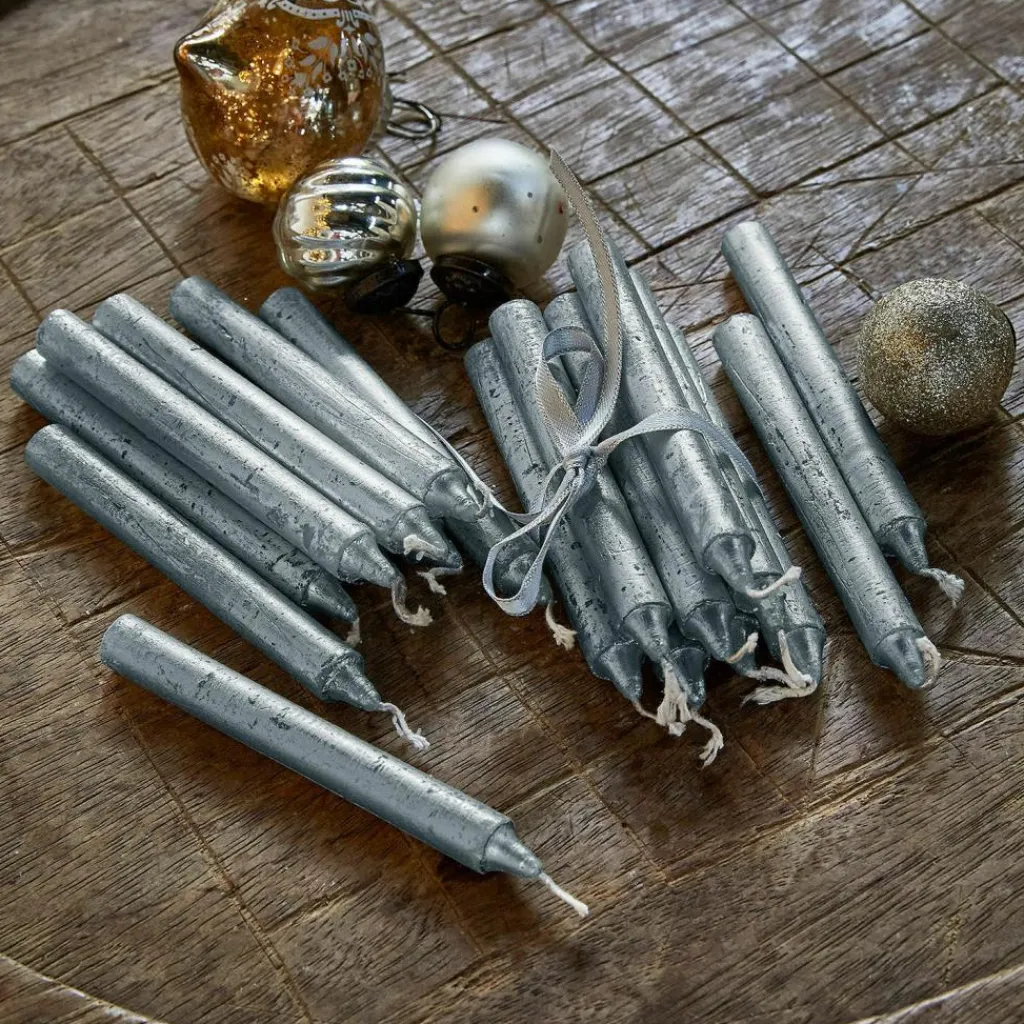 LOBERON Kerze 12er Set Bauceau silber