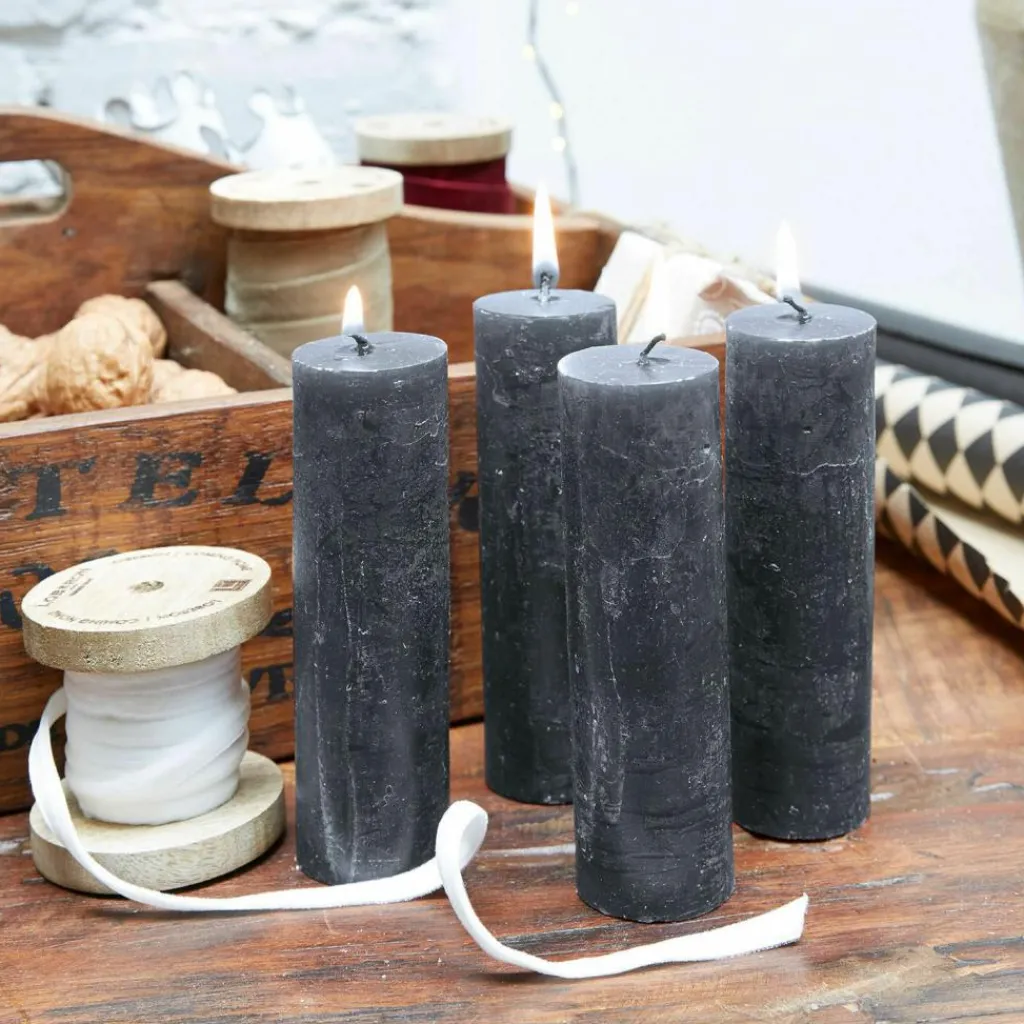 LOBERON Kerze 4er Set Muriel anthrazit Clearance