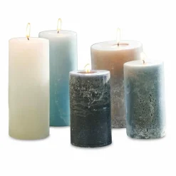 LOBERON Kerze 5er Set Panagra blau/grau