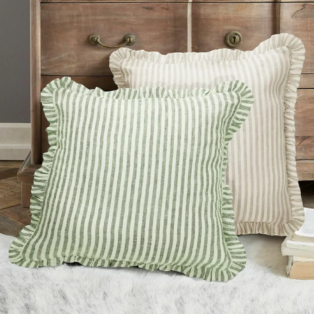 LOBERON Kissenhülle 2er Set Brenda grün/beige Outlet