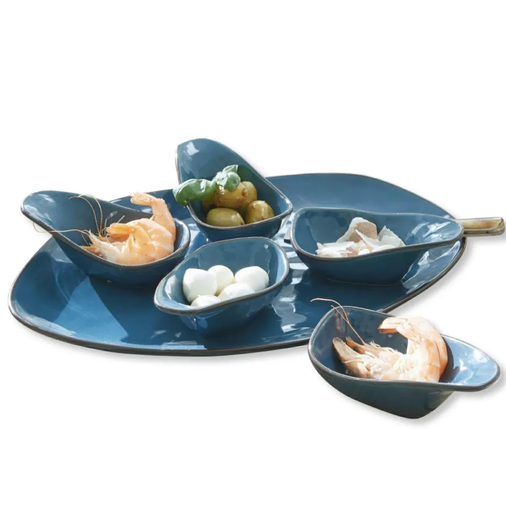 LOBERON Servierschälchen 6er Set Biarré blau Hot