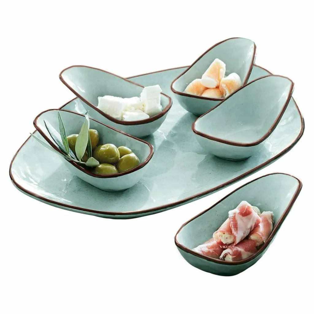 LOBERON Servierschälchen 6er Set Biarré türkis Hot