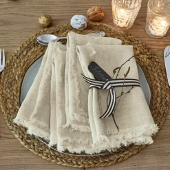 LOBERON Serviette 4er Set Largo leinen Hot