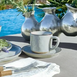 LOBERON Tasse mit Untertasse 6er Set Biarré grau Outlet