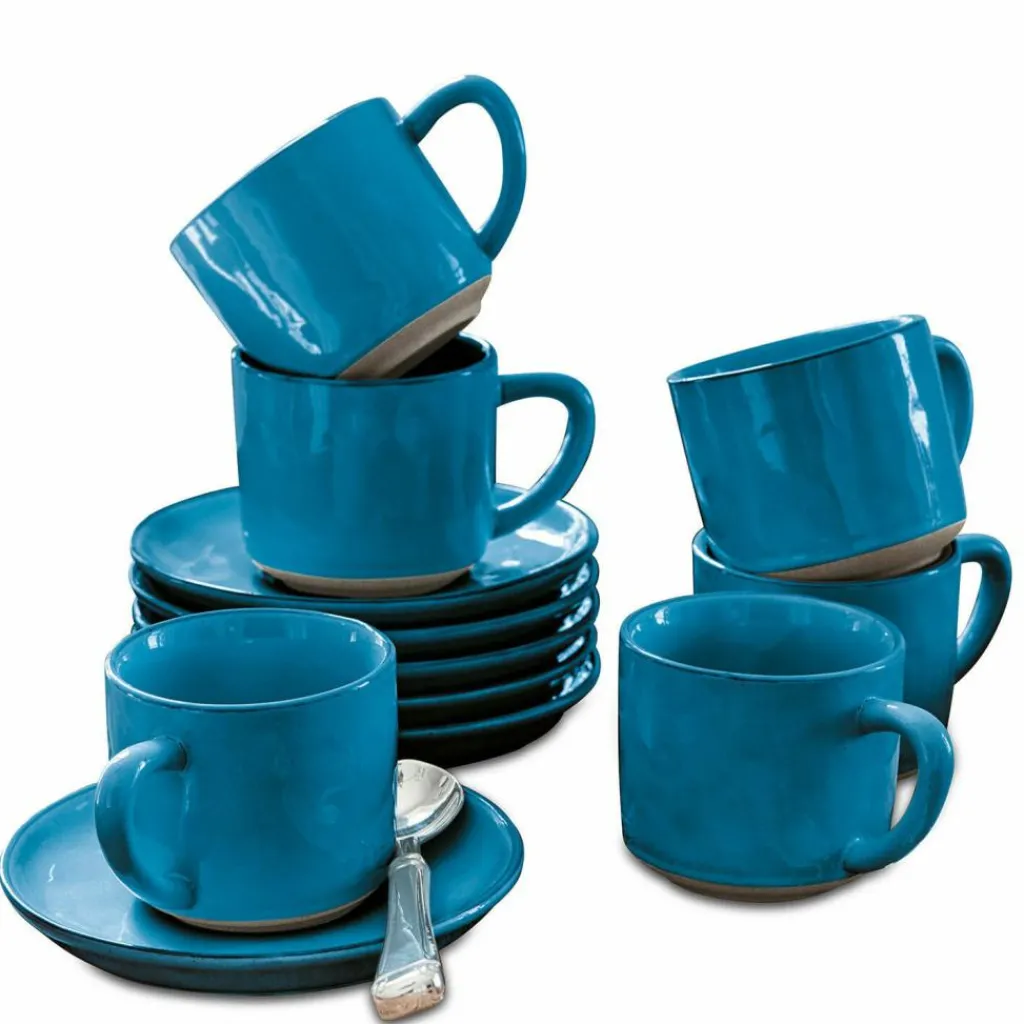 LOBERON Tasse mit Untertasse 6er Set Biarré blau Discount