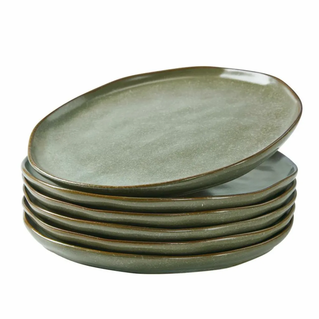 LOBERON Teller 6er Set Biarré türkis/braun