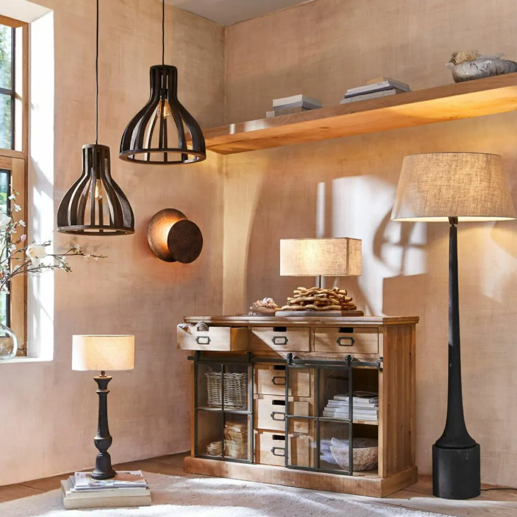 LOBERON Tischlampe Caribou leinen/braun Hot