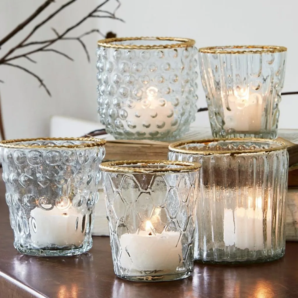 LOBERON Windlicht 5er Set Jarnac klar/gold Outlet