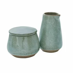LOBERON Zuckerdose und Milchkännchen Biarré türkis/braun Clearance